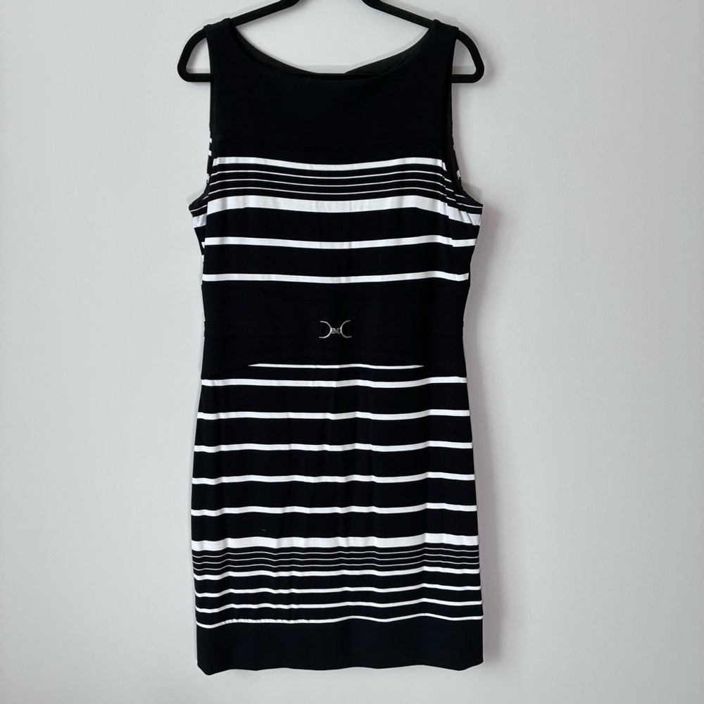 White House Black Market Black and White Striped Mini Dress